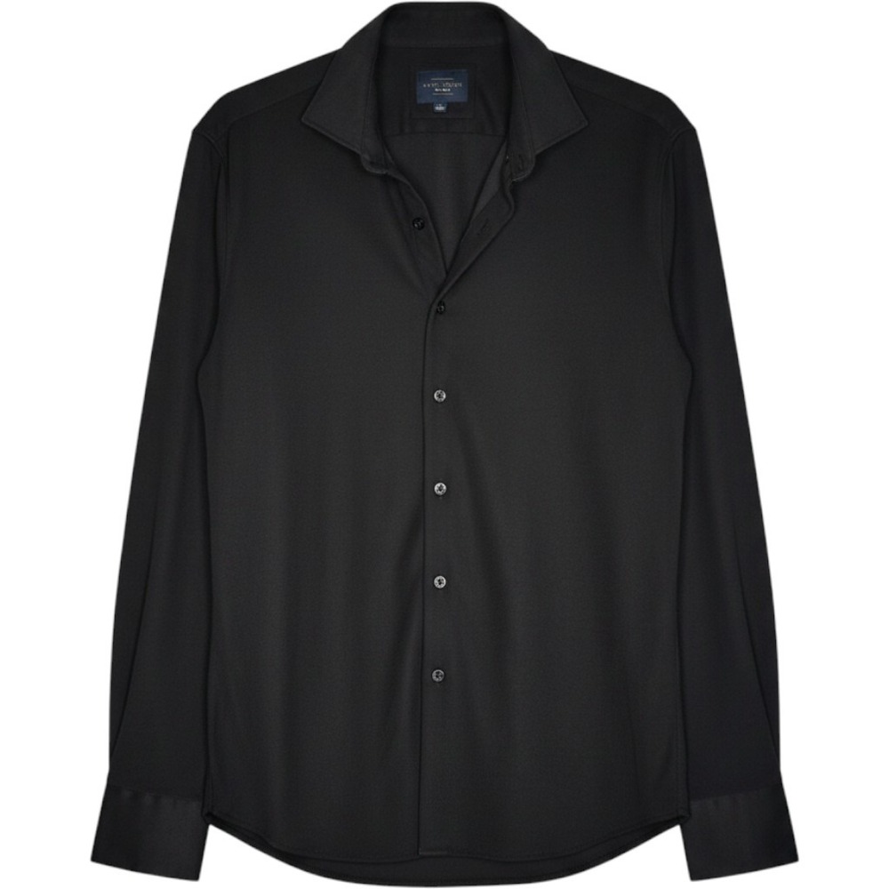 Marc Asher New York Mens Black Long Sleeve Button Down Shirt Size L Textured
